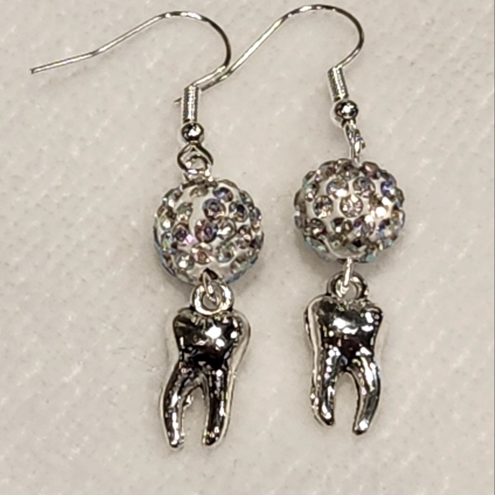 Silver tooth earrings